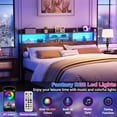 thumbnail image 4 of Homieasy Headboard for King Size Bed with Storage Shelf, Head board with 3 Outlets and 2 USB Ports, Headboards with RGB LED Light, Height Adjustable, Sturdy and Stable, Easy Assembly, Rustic Brown, 4 of 10