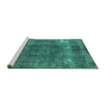 thumbnail image 2 of Ahgly Company Machine Washable Indoor Round Oriental Turquoise Blue Industrial Area Rugs, 7' Round, 2 of 4