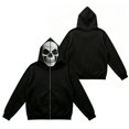 thumbnail image 4 of XIAOCHA Mens Halloween Hooded Sweatshirt Skull Face Mask Graphic Hoodies Sweatshirt, Black, Sizes L, 4 of 8