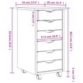 thumbnail image 4 of vidaXL Armoire Roulante avec Tiroirs Blanc Mousse Bois Massif Pin, 4 of 5