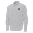 thumbnail image 2 of Men's Antigua Gray Winnipeg Jets Porter Woven Tri-Blend Long Sleeve Button-Down Shirt, 2 of 3