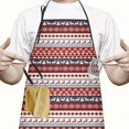 thumbnail image 2 of Red Christmas Deer and Snowflake Pattern Apron-Garden Aprons for Women with Pockets-Cotton Linen Waterproof Kitchen Cooking Gardening Aprons Adjustable for Kitchen,Cooking,BBQ and Salon 33"x27", 2 of 7