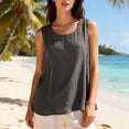 thumbnail image 4 of Womens Plus Size Tops Cotton Linen Tank Tops Casual Shirt Basic Sleeveless Layering Camisoles Beach Vacation Clothes on Sale, 4 of 5