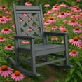 thumbnail image 1 of Bingirl HDPE Plastic Outdoor Rocking Chair for Porch, Deck, Lawn, Garden in Grey with Grid Back Panel, 1 of 7