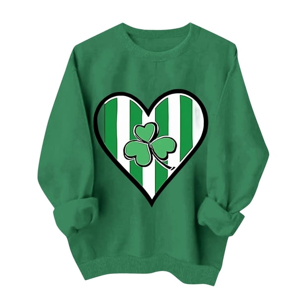 Suéteres de Manga Larga de Mujer con Cuello Redondo Impreso Suelto Casual para la Fiesta Del Día de San Patricio Y el Uso Diario
