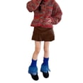 thumbnail image 2 of Komoo Women Faux Fur Leg Warmers 80s 90s Kawaii Knit Patchwork Fluffy Leg Warmers Furry Boot Covers, 2 of 8
