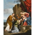 thumbnail image 2 of Jean Le Clerc 12x14 Black Ornate Wood Framed Double Matted Museum Art Print Titled: Adoration of the Christ Child, with Three Saints, 2 of 5