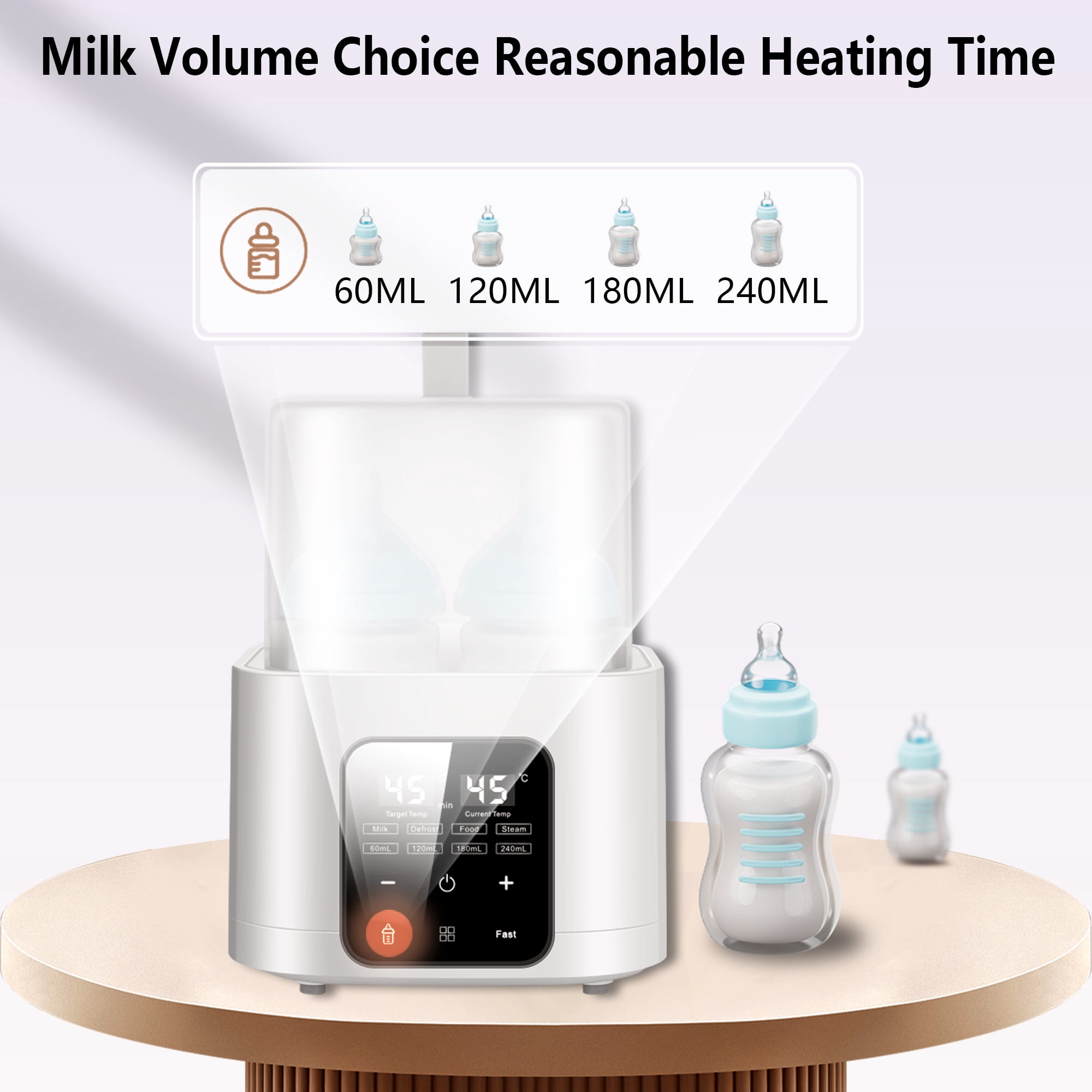 FVLOENG Baby Bottle Warmer,Fast Milk Warmer for Breastmilk,Accurate Temp Control,48H Thermostat,Portable Bottle Warmers,Fits 4 Bottles,Milk Warmer with Thaw,Sterilizing,Heat Food with Remote Control