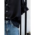 thumbnail image 4 of Women's Button Front Shirt with Collar and Ruffle Sleeves Short Sleeve Top for Summer Office Daily Wear, 4 of 5