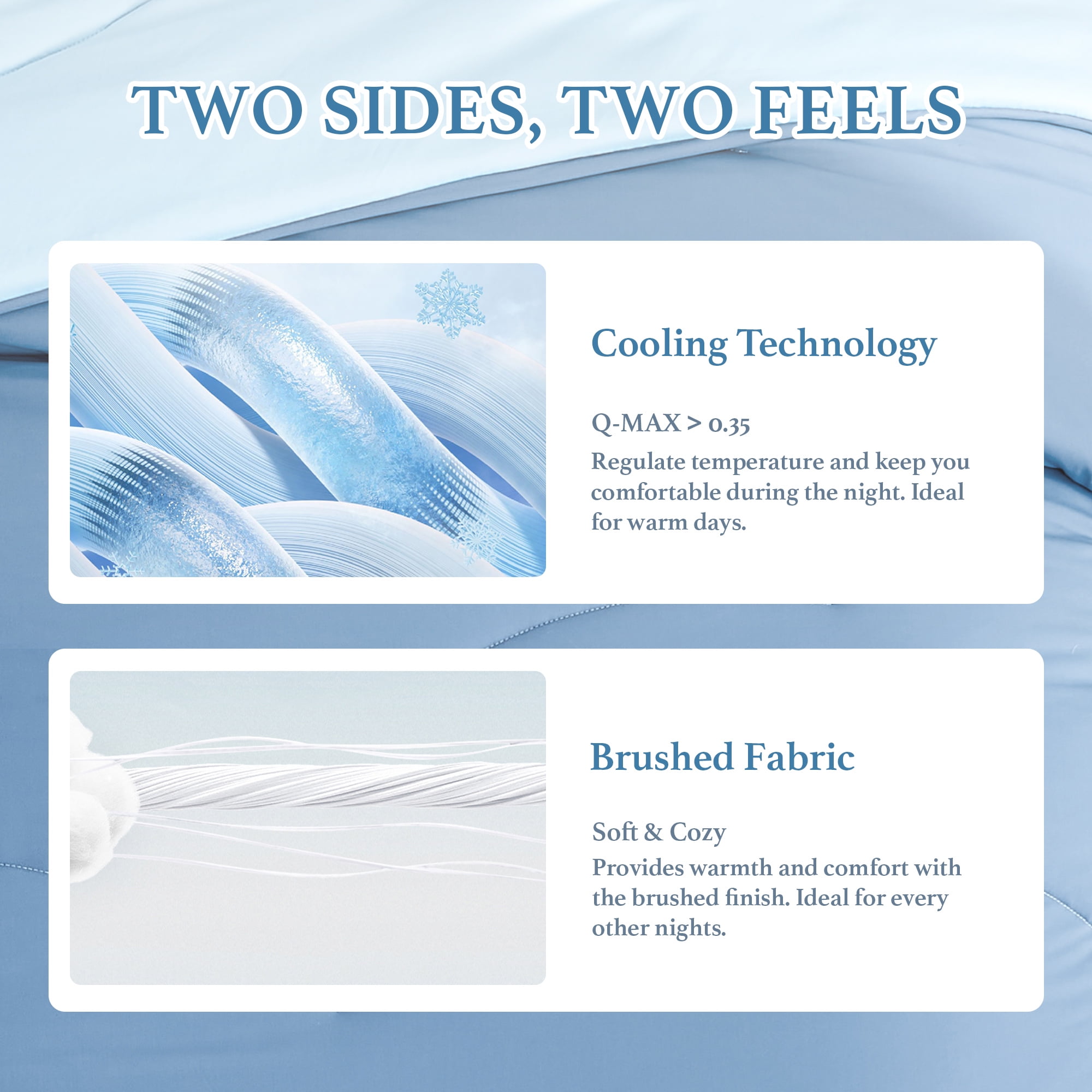 HOMTEC Reversible 2-Piece Comforter Set, All Season Double-Sided Comforter with 1 Pillowcase, Twin/Twin XL Size, Blue