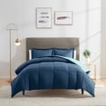 thumbnail image 2 of Nestl  All Season Down Alternative Reversible Comforter Set Navy/Aqua King 3 Piece, 2 of 5