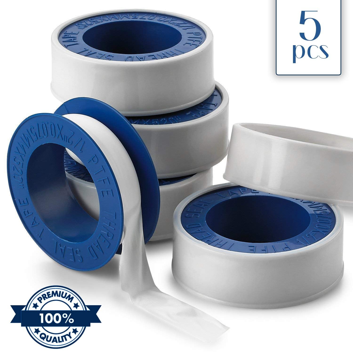 Teflon Thread Seal Tape 5 Pack 1/2" X 520, Use For Sealing Pipe