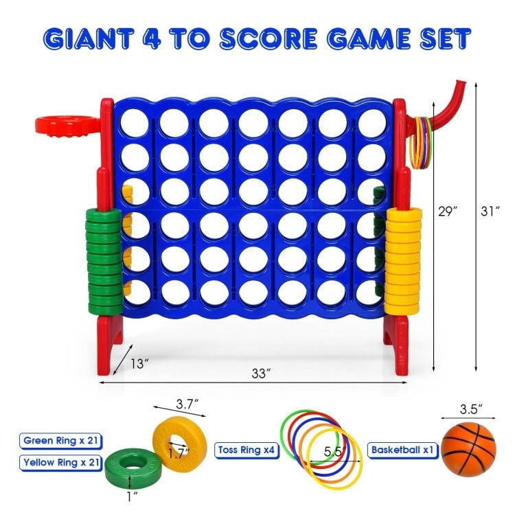 Chateauy 2.5 Feet 4-to-Score Giant Game Set – Large-Sized Tossing & Ring Toss Outdoor Activity for Family, Lawn, Backyard, Party, BBQ, and Beach