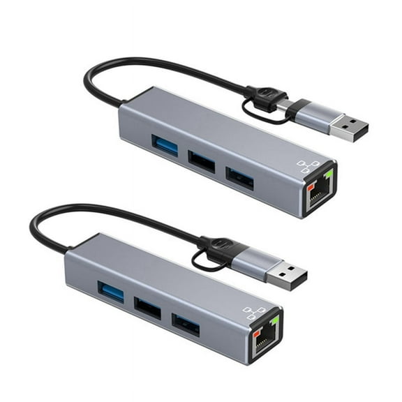 USB C/USB A to Ethernet Adapter 1000Mbps RJ45 Network Card Plug-and-Play for Phone/Laptop