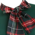 thumbnail image 4 of JINMGG Womens Plus Size Clearance $5 Women Short Sleeve Plaid Panel Bow Tie Vintage Rockabilly Style A Line Dress Green S, 4 of 5