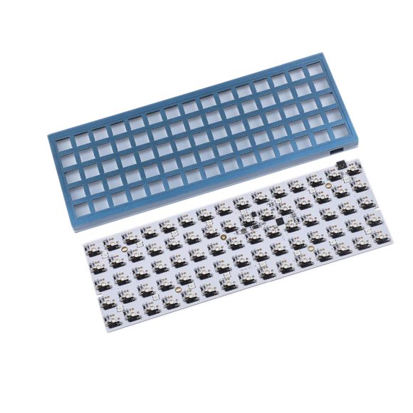 YMDK Idobao x ID75 75 Keys Ortholinear Layout VIA Anodized Aluminum Case Plate hot-swappable Hot Swap Type C PCB Mechanical Keyboard Kit (Black-Blue)