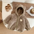 thumbnail image 2 of Toddler Jacket Fall Baby Girls Boys Cartoon Bear Ears Hooded Zipper Warm Kids Coat & Outerwear Coffee 12 Months-18 Months, 2 of 6