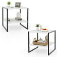 thumbnail image 1 of Patiojoy Square End Table Simple Style End Table with Adjustable Storage Shelf Sturdy Metal Frame Modern Nightstand 2pcs, 1 of 8
