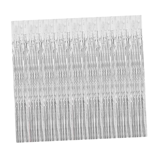 Cortinas de papel de aluminio, cortinas con flecos metálicos, cortina brillante para cumpleaños, bodas, fiestas, decoraciones navideñas, 6 x Plata Gloria Cortinas de lámina de oropel