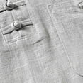 thumbnail image 3 of Camisas Elvqul Caballero Playa Gris Lino sin Estampado Algodón Manga Corta Cuello Redondo, 3 of 4