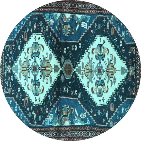 Ahgly Company Indoor Round Persian Light Blue Traditional Area Rugs, 3' Round