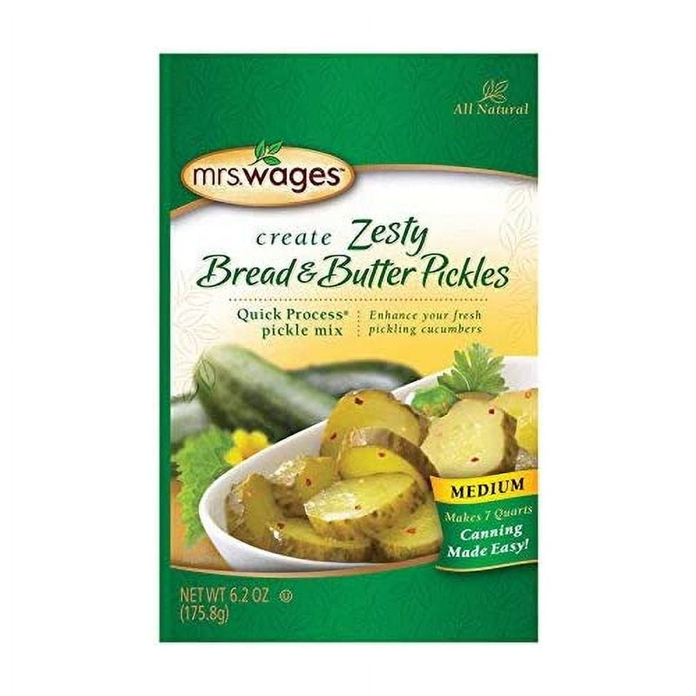 (2 pack) Mrs. Wages Zesty Mild Bread and Butter Pickles Quick Process Mix | Sweet, Sour & Spice Flavor | Enhance Pickled Cucumbers | 6.2 oz Packet