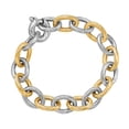 thumbnail image 1 of 18k Yellow Gold 925 Silver Rhodium Plate Diamond Cut Chain Bracelet Length 7.75 inches, 1 of 2