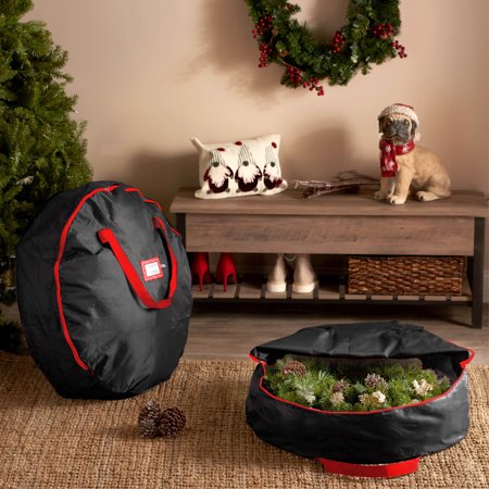 Wreath storage container 2-Pack Christmas Wreath Storage Bag 30" - Artificial Wreaths, Durable Handles, Dual Zipper