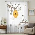 thumbnail image 2 of Bees Branches Semi Sheer Curtains Drapes for Living Room, Bedroom, French Doors Window 54 Inches Long, Farmhouse Spring Botanical Watercolor Rod Pocket Chiffon Curtain Drapery Voile Draperies Panel, 2 of 8