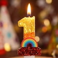 thumbnail image 3 of Number Birthday Candle, Glitter Rainbow Cartoon, 1 Piece,Suitable for First Birthday Party Cake Decoration, 3 of 5