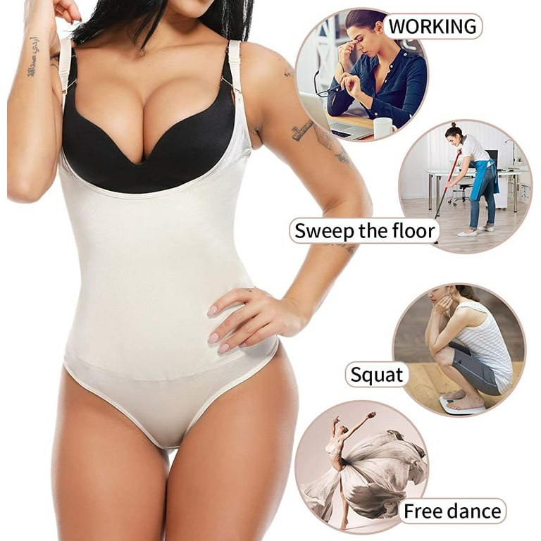 COMFREE Women Thong Shapewear Tummy Control Fajas Colombianas Open Bust  Bodysuit Slimmer Body Shaper Girdle Slim 