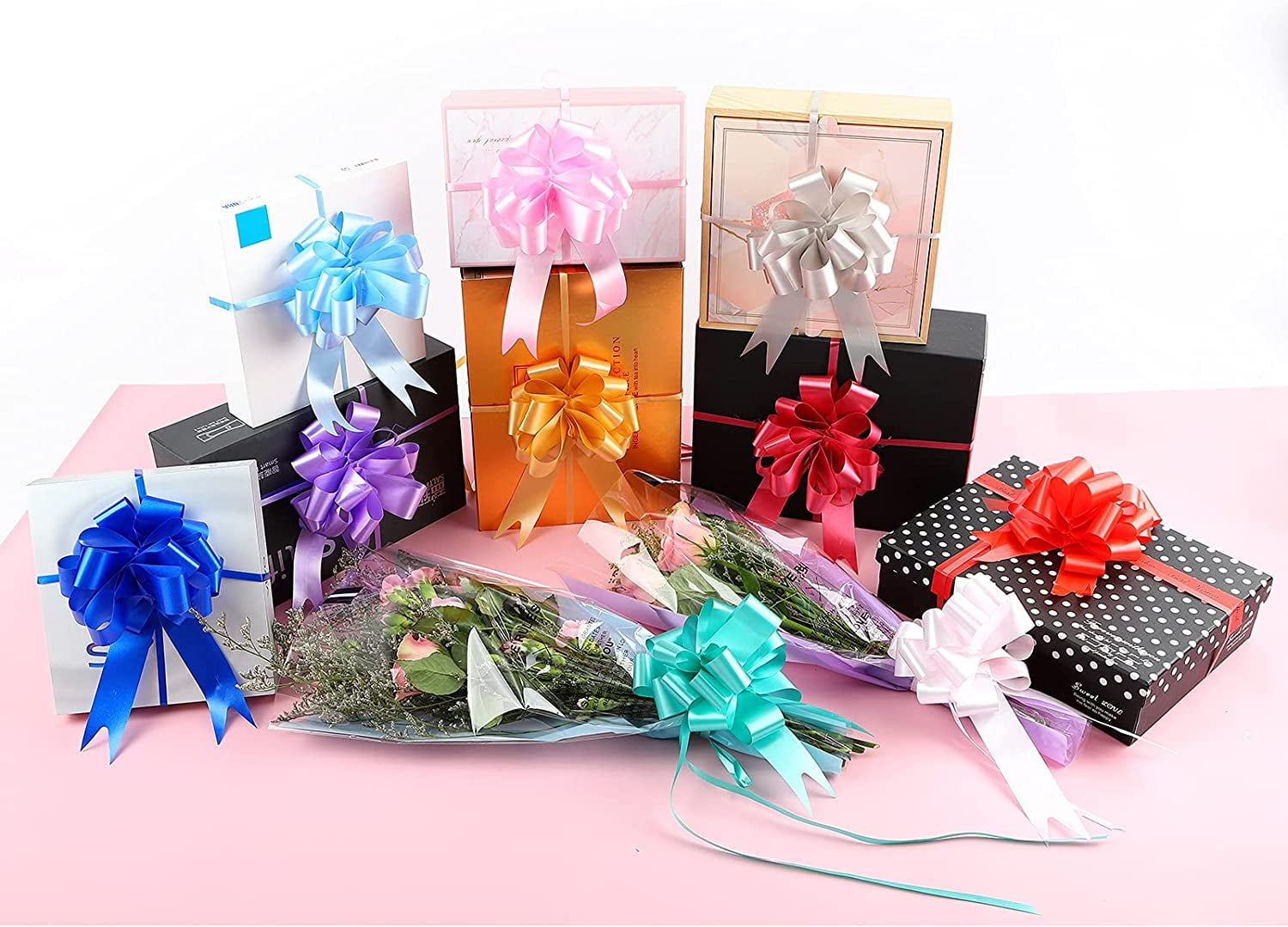 Pull Bows for Gifts Basket Valentine's Day Small Ribbon Wrapping Ribbons and A10-30pcs-Deep Blue