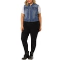 thumbnail image 2 of MODA NOVA Juniors Plus Size Trucker Zipper Front Sleeveless Denim Vest Jacket, 2 of 6