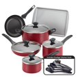 thumbnail image 1 of Farberware 21807 Dishwasher Safe Nonstick 15-Piece Cookware Set, Red, 1 of 1