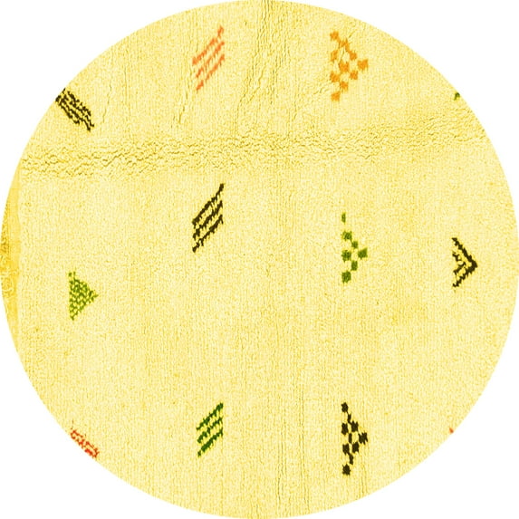 Ahgly Company Indoor Round Solid Yellow Modern Area Rugs, 7' Round