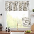 thumbnail image 2 of Cortina Visillo Mezcla de Poliéster Jinchan Estilo Rústico para Ventana con Estampado Floral para Cocina y Sala - Capa Doble Opaca de 40 cm - Travesaño con Bolsillo en Negro sobre Beige, 2 of 9