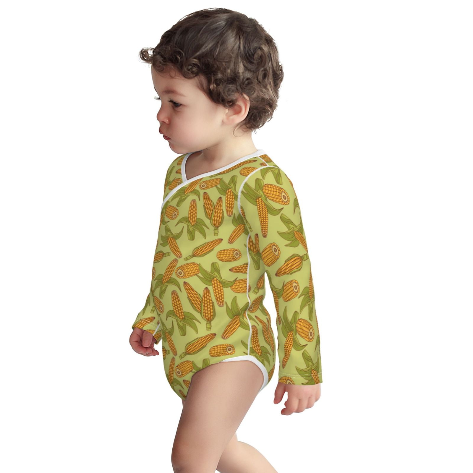 Xecao Corn Print Baby unisex-baby Cotton Long-sleeve Bodysuits-3 Months