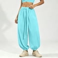 thumbnail image 4 of cocolona Womens Casual Loose High Waist Harem Pants Solid Color Elastic Waist Drawstring Travel Yoga Pants, 4 of 5