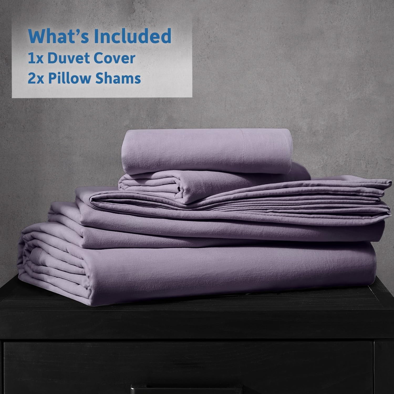 LammaLoe Duvet Cover California King Size, Soft Prewashed 3-Piece Duvet Cover Bedding Set with Pillow Shams, Grayish Purple