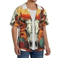 thumbnail image 4 of Honeii 's Western Desert Cactus Ram Skull for men's short-sleeved button-up collared shirt featuring a pocket, perfect for beach vacations, and travel adventures., 4 of 5