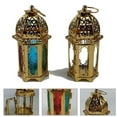 thumbnail image 5 of Indain Moroccan Large Iron Tonal Tall Glass Lanterns Tealight Holder Garden Home, 5 of 5