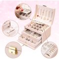 thumbnail image 3 of Women's Jewelry Box, Senior Pu Leather, 3 Layer Medium Sized Jewelry Storage Box With Lock. Portable, 3 of 5