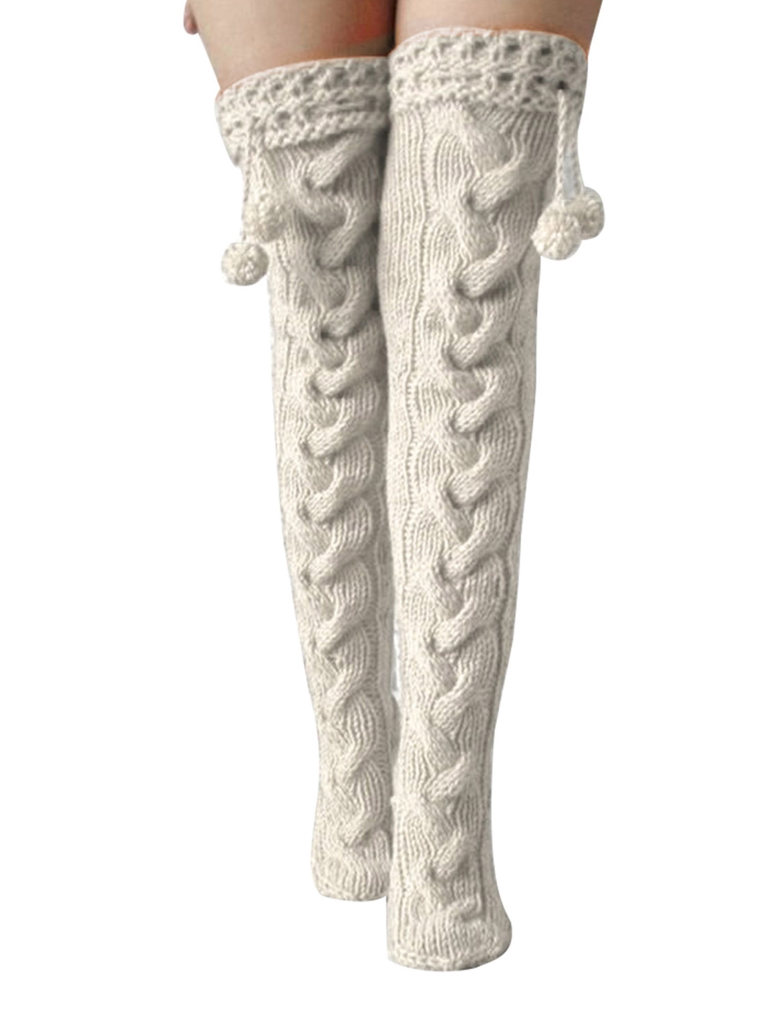 JYYYBF Womens Woolen Socks Autumn and Winter Thigh High Knitted Over the  Knee Socks Long Knee High Socks for Women Beige One Size - Walmart.com