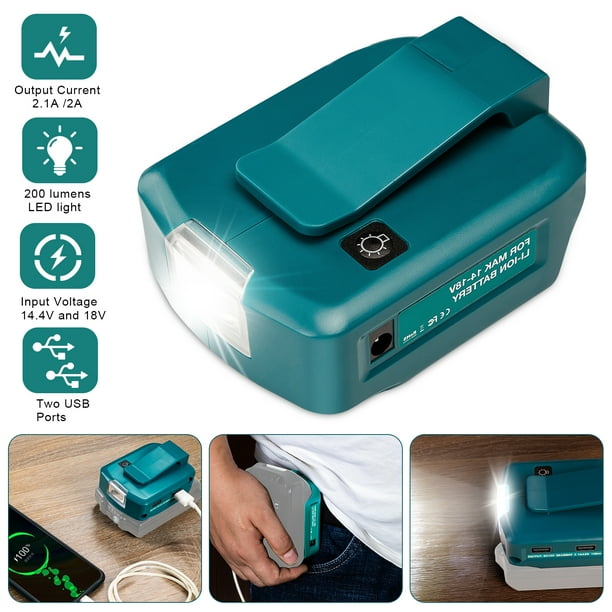 glas cowboy Korea 18V Cordless Power Source, TSV Source Charger Compatible with Makita,  Converter Adapter with LED Light, Dual USB Ports and DC Port - Walmart.com