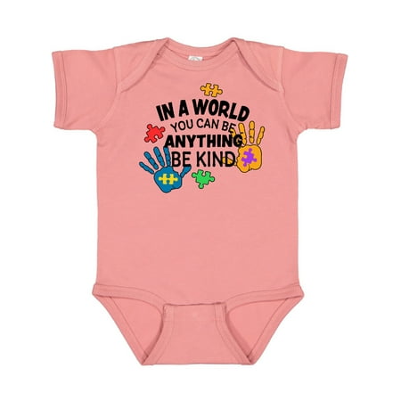 

Inktastic In a World You Can Be Anything Be Kind Autism Awareness Gift Baby Boy or Baby Girl Bodysuit