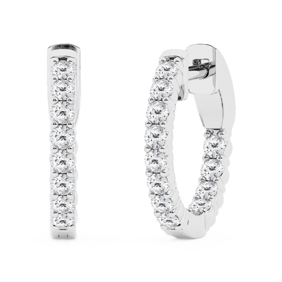 Unique Moments 1/2 Carat Lab Grown Inside Out Diamond Huggie Hoop Earrings for Women, Sterling Silver, G-SI
