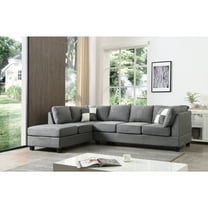 Homestock Elegant Escape L-Shape Sectional Sofa with Button-Tufting, Removable Backs and Pocketed Coil Seating, Track Arm Style, Living Room Sectional Couch -111"D x 78"W x 34"H-Color:Gray