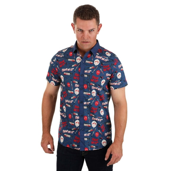 Friday the 13th by FUN Costumes Thrills and Kills Cotton Button Up Shirts (Men's)