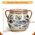 thumbnail image 6 of BUYMAX Vintage Ceramic Flower Pot with Handles, pretty Blue Planter with Drainage Hole for Succulents, Indoor Outdoor Farmhouse Home Decor, 6 of 9
