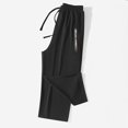 thumbnail image 7 of Wutalume Women's Casual Cotton Linen Drawstring Elastic Waist Straight Leg Capri Pants with Pockets Summer Beach,Black 2XL, 7 of 7